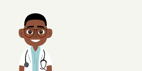 Doctor with a stethoscope. Man is isolated against a light background with blank copy space for text or images.