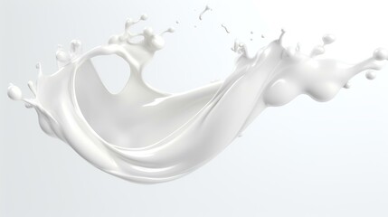 White milk wave splash with splatters and drop

