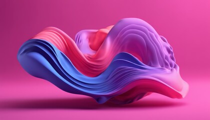 A purple and blue sculpture on a pink background