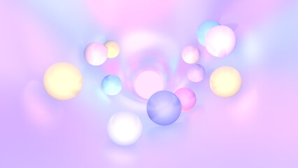 3d rendered colorful spheres sliding inside a glossy tube.