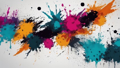 Colorful splashes of paint on a white background