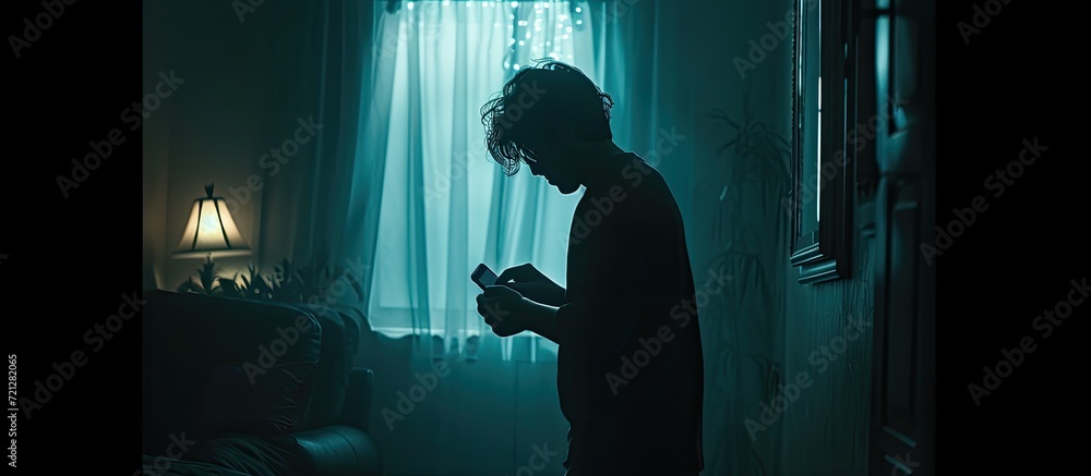Poster a darkened room serves as the backdrop for a hacker
