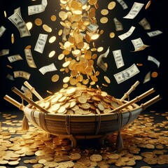 dinheiro, moedas, cédulas, renda extra, riqueza, prosperidade, ouro, tesouro, milhões de dólares, fartura, enriquecer, árvore de dinheiro, dinheiro nascendo em árvore, carteira de dinheiro