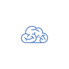 Cloud brain logo vector. Cloud Brain flat outline style logo template