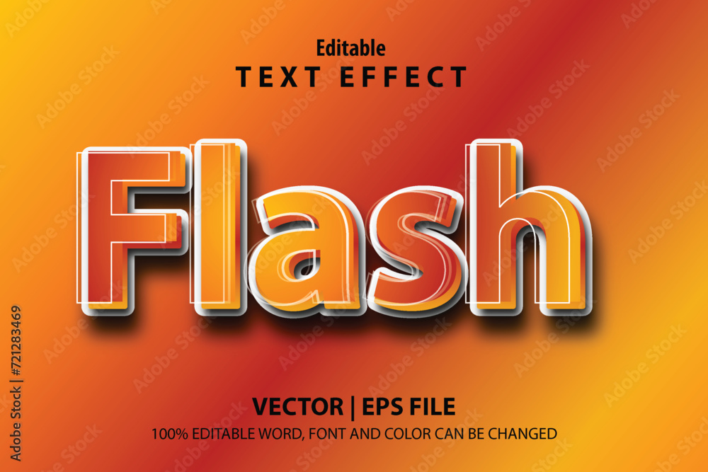 Poster vector editable text effect flash orange 3d font effect.