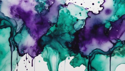 A painting of a purple and green splash