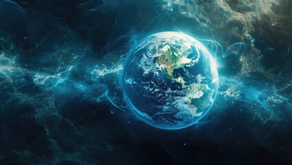 The global exchange of data depicted with Earth at the center of a vast network.