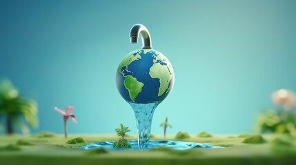 World Water Day, water conservation cartoon,generated with AI. 