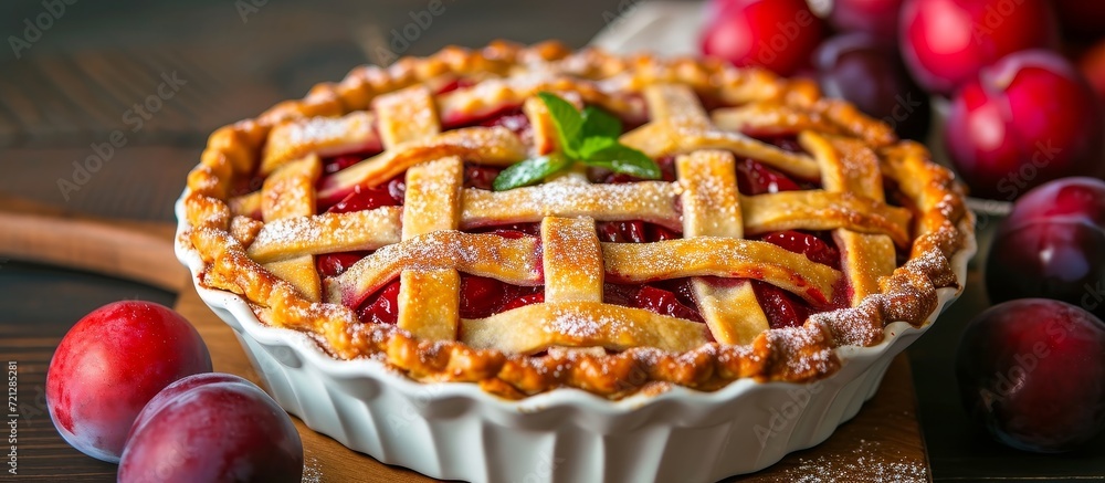 Poster Delicious Pie and Juicy Plums create the Perfect Harmony of Flavors in this Heavenly Pie Plums Pie Plums Pie Plums