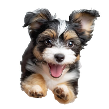 adorable cute purebred puppy jumping on transparent background