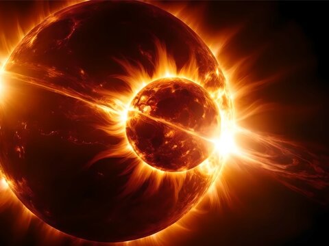 nuclear explosion inside the sun and contained by nuclear containment device 