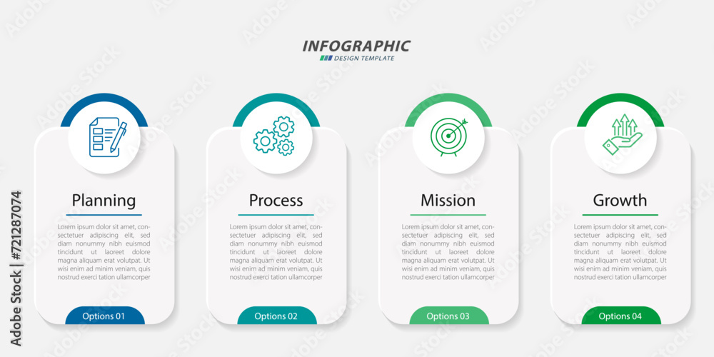 Poster timeline infographic template. 4 step timeline journey, calendar flat simple infographics design tem