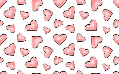 seamless pattern. hearts. a pattern for packaging, textiles, and wrappers. beautiful style . love. A romantic. a red heart. doodle. with a colored background. background.