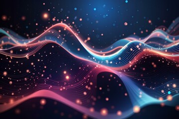 Fototapeta na wymiar digital particles wave flow, Digital cyberspace abstract background, created by ai generated