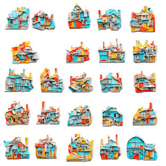 Houses. Abstract seamless pattern. AI generated.