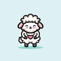 Cute Sheep Cartoon Mascot Animal Vector Logo Design illustration