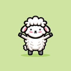 Cute Sheep Cartoon Mascot Animal Vector Logo Design illustration