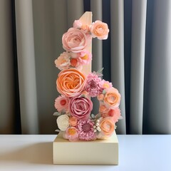 Standing floral birthday number one