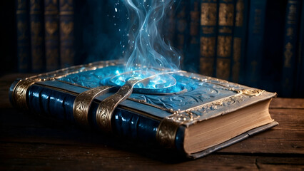 old books with particles aura