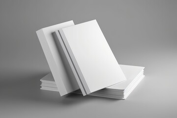 blank white book mock up on soft gray background 3d rendering