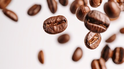 Fototapeta premium Aromatic Palette Exploring the Rich World of Ground Coffee Beans and Coffee Beans Background 