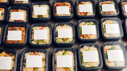 Food in lunch boxes, delicious food for your table for advertising