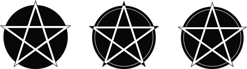 Five-pointed star, pentagram icon color white