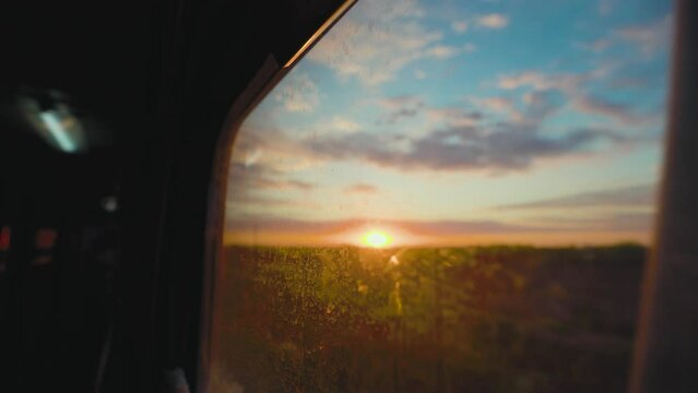 Windows with curtains of old Uzbek train
