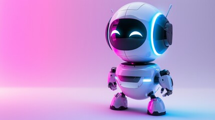 3d vector robot. AI bot character illustration for science and business. Design realistic render robot modern technology. Chatbot to help customers - obrazy, fototapety, plakaty