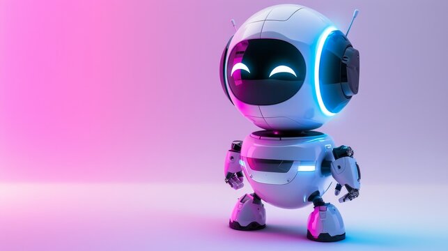 3d vector robot. AI bot character illustration for science and business. Design realistic render robot modern technology. Chatbot to help customers