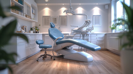 Dental clinic and dental care by dentists In a clean, modern white room