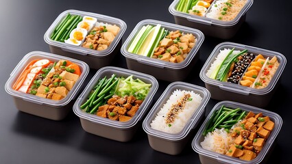 Food in lunch boxes, delicious food for your table for advertising