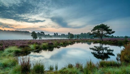 Teich in der Heide im Morgengrauen