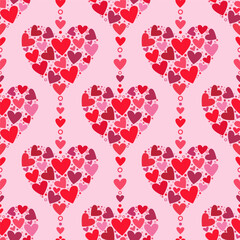 Illustration of a seamless pattern in the form of beautiful hearts. Cute romantic print with beautiful hearts. The texture of the festive background for Valentine's day, romantic wedding design.