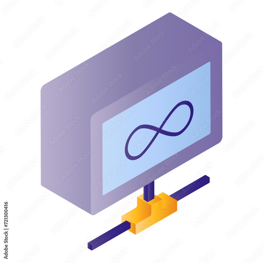 Poster unmetered bandwidth connection isometric concept, high speed vector icon design, infinity sign, clou