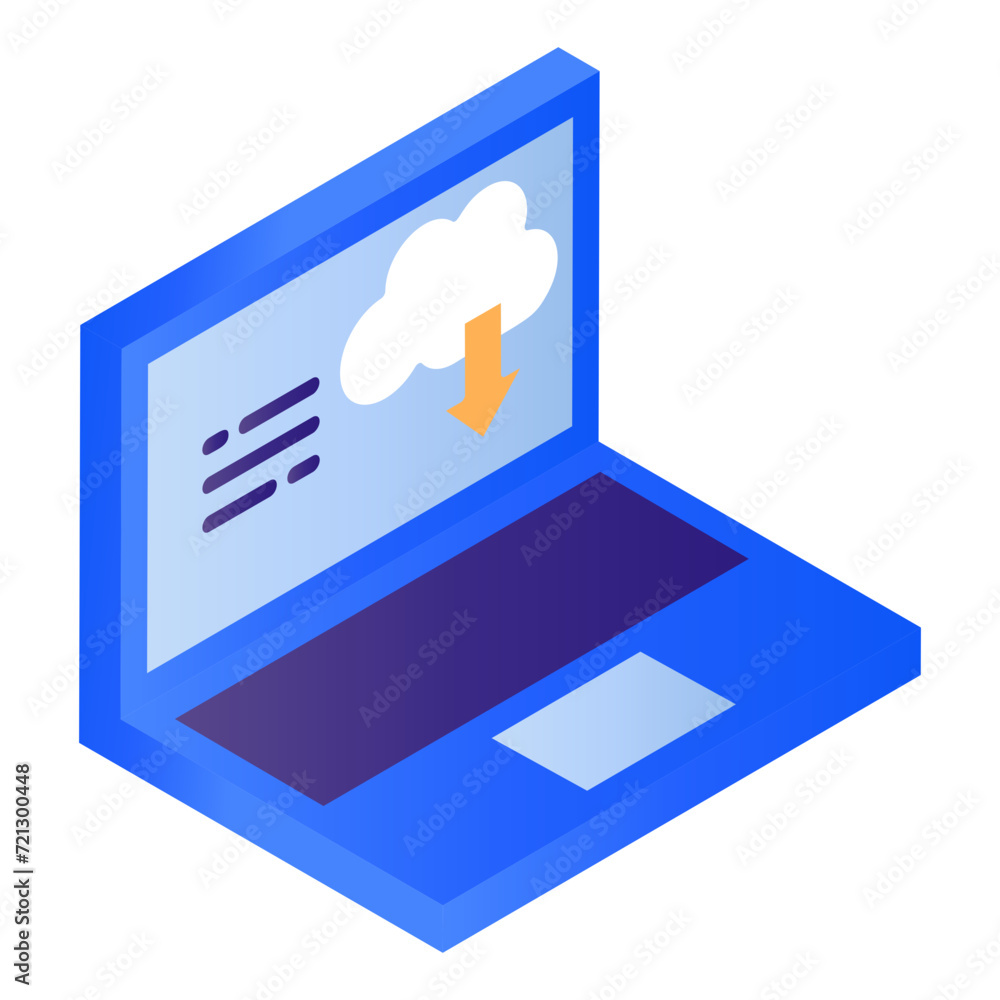 Aufkleber cloud data transfer isometric concept, public file transfer server vector icon design, download data