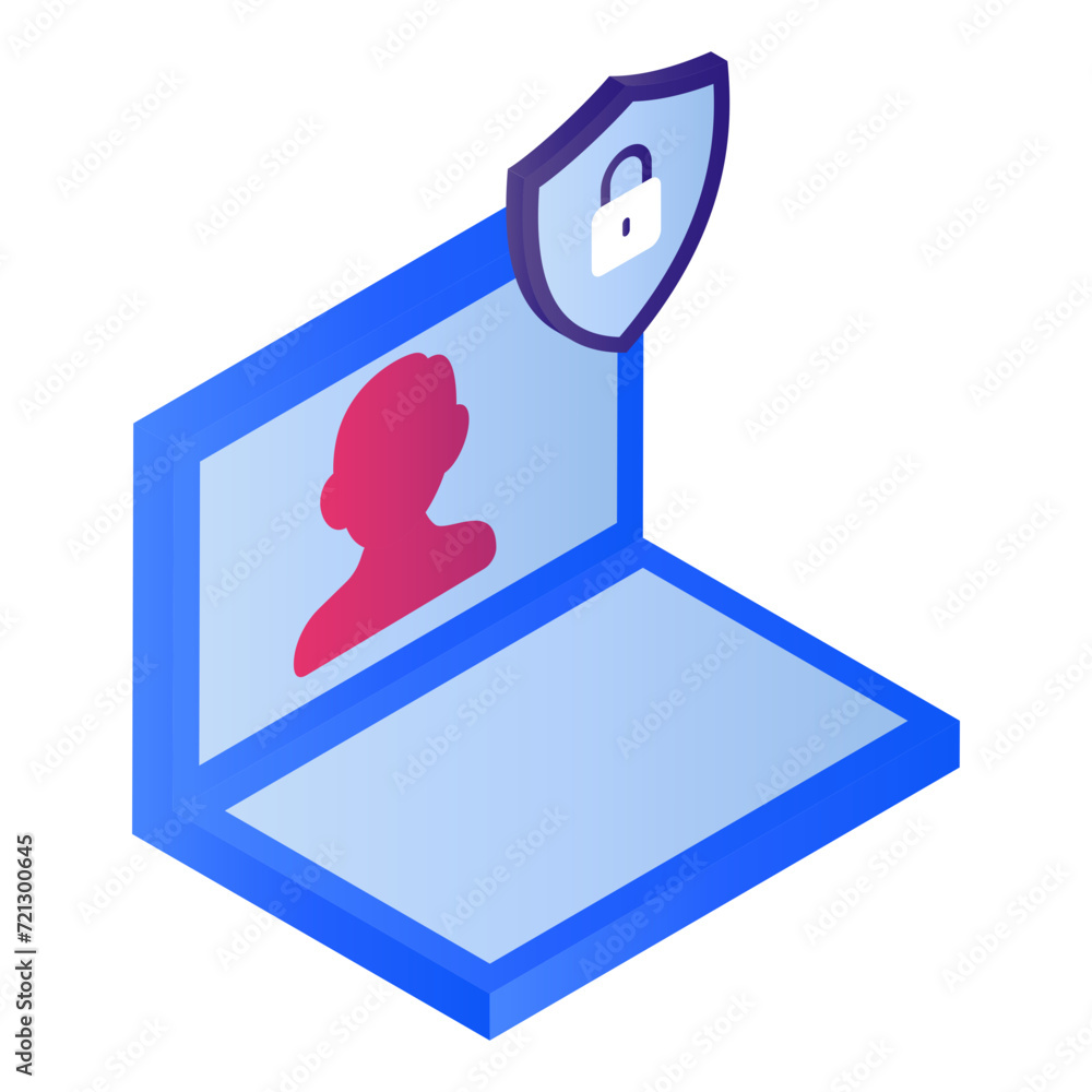 Poster digital security consultant isometric concept, remote developer stock, login screen illustration, gd