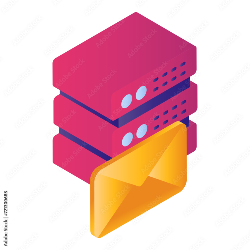 Poster outgoing email server isometric concept, outbound email interface vector icon design, cloud computin