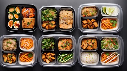 Food in lunch boxes, delicious food for your table for advertising