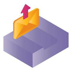 Message Outbox isometric Concept, Mail Client UI Stock illustration, Send All Interface, Outbound inbound mail Server vector icon design, Cloud computing and Web hosting services Symbol