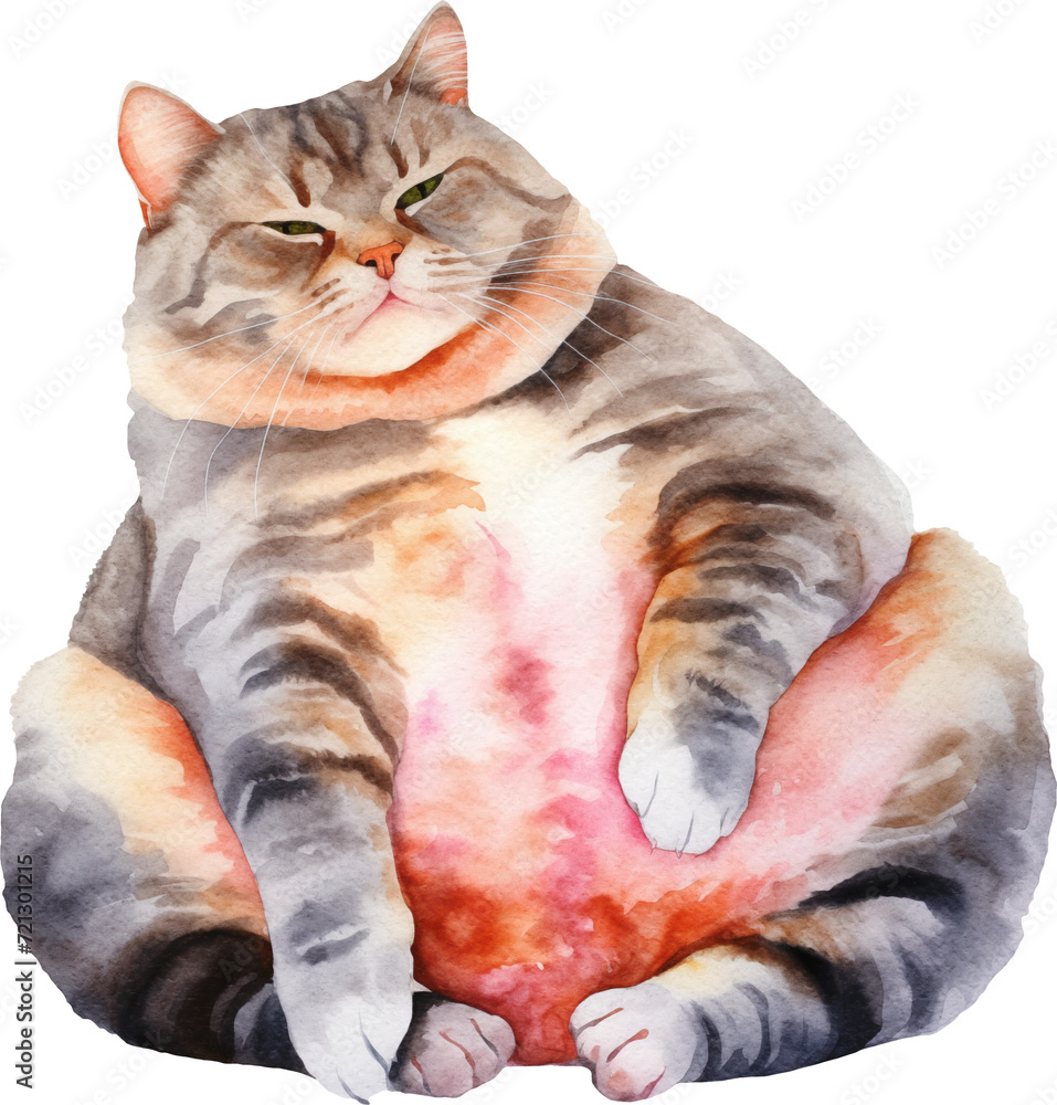 Poster funny chubby cat created with generative ai technology