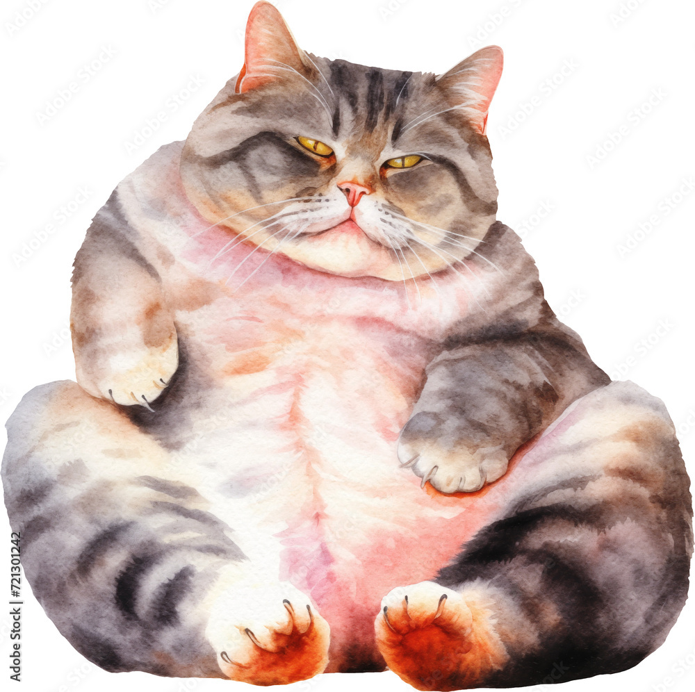 Poster funny chubby cat created with generative ai technology