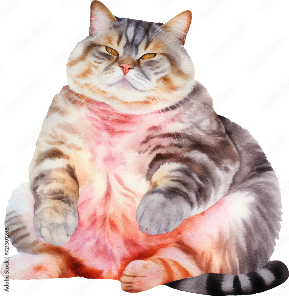 Poster funny chubby cat created with generative ai technology