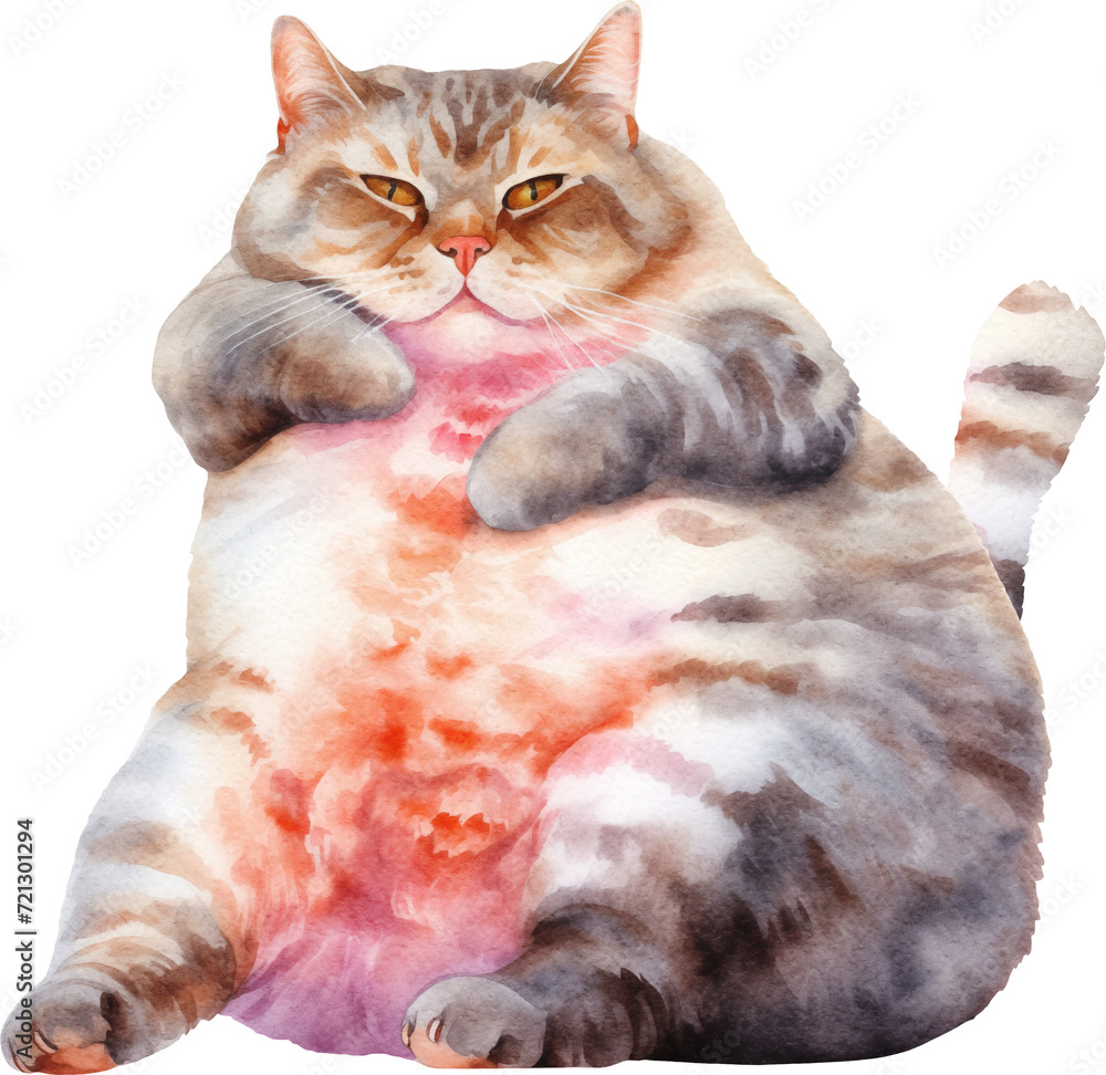 Aufkleber Funny chubby cat created with Generative AI technology