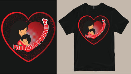 Mother's Day or Valentine day. Heart t shirt design.