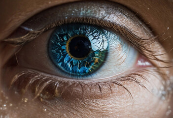 Close-up of a beautifully colored iris and long eyelashes