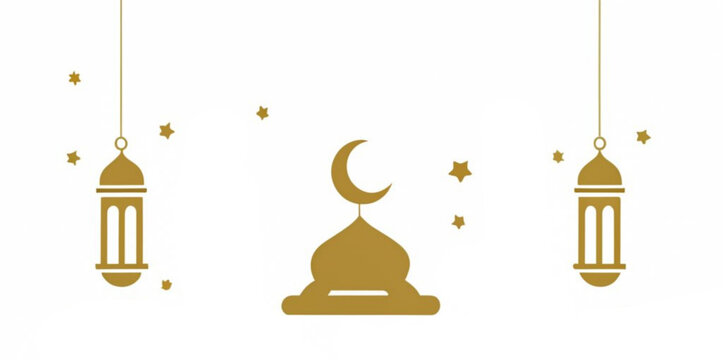 Symbols of Ramadan Mubarak, Hanging Gold Lanterns, arabic lamps, lanterns moon, star, art vector and illustration