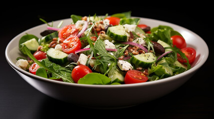 A Greek salad enhanced with the addition of protein-packed quinoa.
