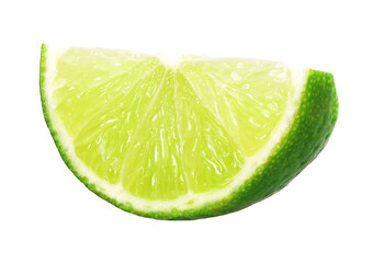Natural fresh slice lime isolated, transparent PNG, PNG format, cut-out.