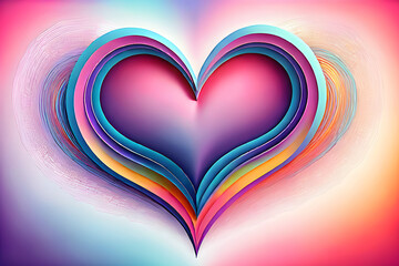Heart shaped abstract background with vibrant colors and intricate patterns.